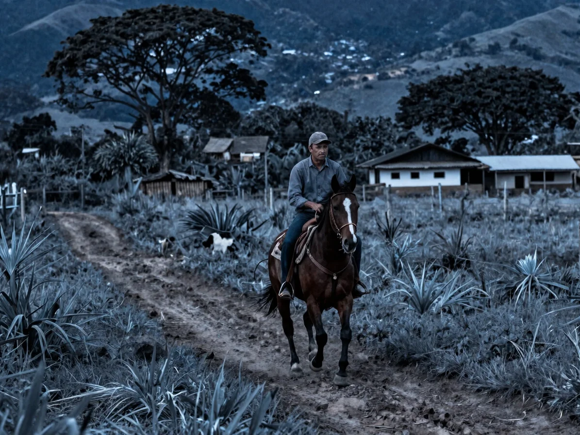Caballo criollo colombiano en transición de trocha a galope en po